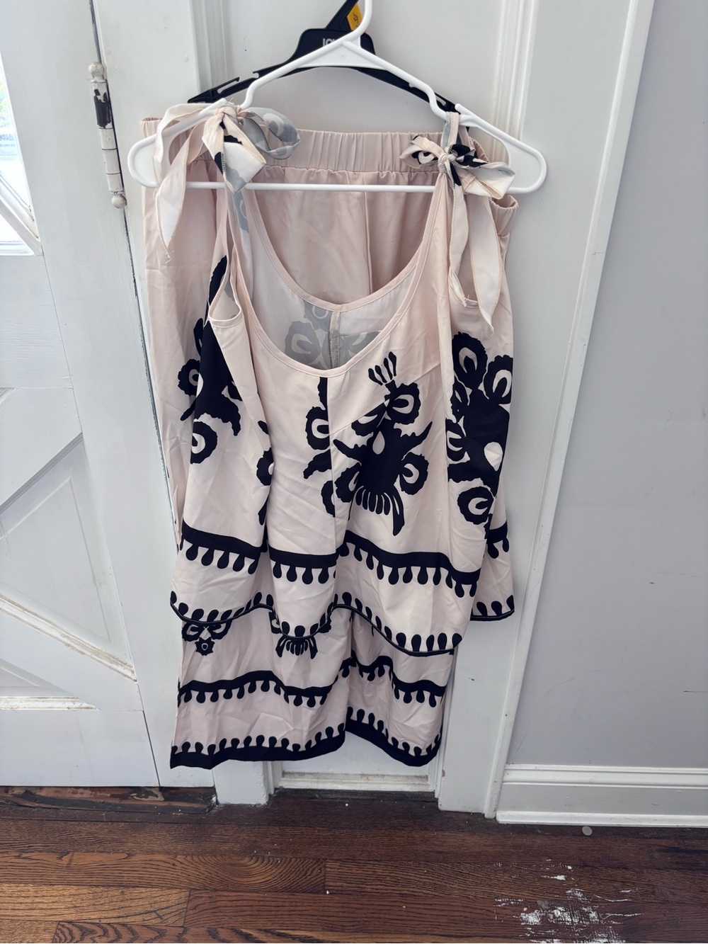 Womens Cream Maxi Skirt with Black Embroidered Motif - Picture 3 of 5